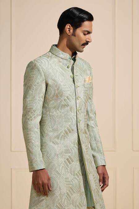 Raghavendra Rathore Jodhpur Mint Brocade Sherwani Online at Aza Fashions Raghavendra Rathore Jodhpur_Mint Brocade Sherwani _Online_at_Aza_Fashions