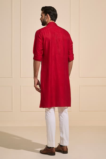 Shop Raghavendra Rathore Jodhpur Red Silk Traditional Festive Kurta at Aza Fashions Shop_Raghavendra Rathore Jodhpur_Red Silk Traditional Festive Kurta _at_Aza_Fashions