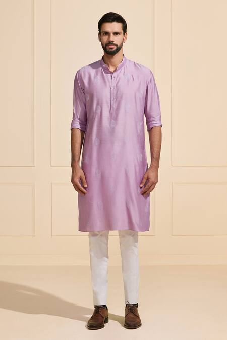 Raghavendra Rathore Jodhpur Purple Silk Embroidery Opulent Lavender Glow Kurta Online at Aza Fashions Raghavendra Rathore Jodhpur_Purple Silk Embroidery Opulent Lavender Glow Kurta _Online_at_Aza_Fashions
