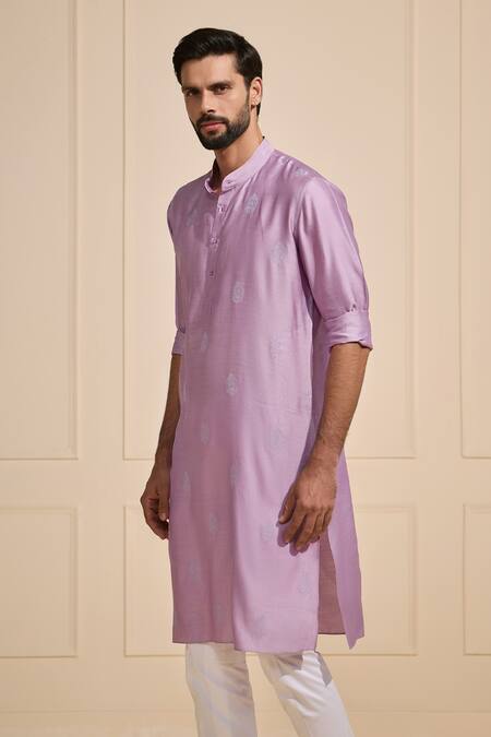 Buy Raghavendra Rathore Jodhpur Purple Silk Embroidery Opulent Lavender Glow Kurta Online at Aza Fashions Buy_Raghavendra Rathore Jodhpur_Purple Silk Embroidery Opulent Lavender Glow Kurta _Online_at_Aza_Fashions