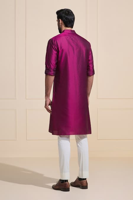 Shop Raghavendra Rathore Jodhpur Magenta Silk Lustrous Festive Kurta at Aza Fashions Shop_Raghavendra Rathore Jodhpur_Magenta Silk Lustrous Festive Kurta _at_Aza_Fashions
