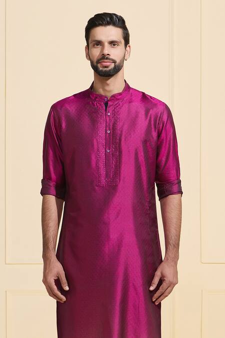 Raghavendra Rathore Jodhpur Magenta Silk Lustrous Festive Kurta Online at Aza Fashions Raghavendra Rathore Jodhpur_Magenta Silk Lustrous Festive Kurta _Online_at_Aza_Fashions