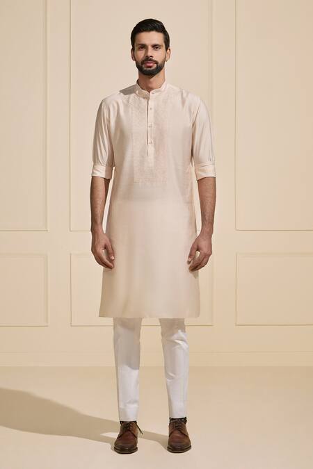 Raghavendra Rathore Jodhpur Pink Silk Embroidery Lightweight Kurta Online at Aza Fashions Raghavendra Rathore Jodhpur_Pink Silk Embroidery Lightweight Kurta _Online_at_Aza_Fashions