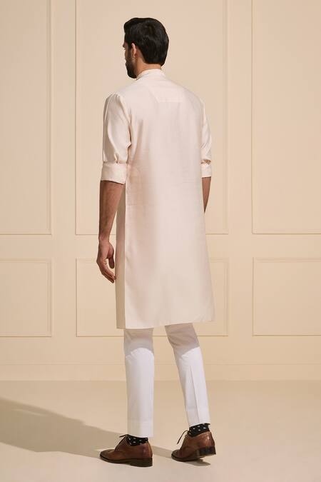 Shop Raghavendra Rathore Jodhpur Pink Silk Embroidery Lightweight Kurta at Aza Fashions Shop_Raghavendra Rathore Jodhpur_Pink Silk Embroidery Lightweight Kurta _at_Aza_Fashions