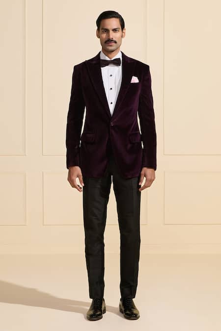 Raghavendra Rathore Jodhpur Regal Plum Tuxedo Jacket 