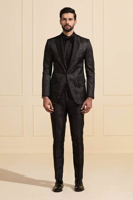 Buy Raghavendra Rathore Jodhpur Black Satin Designer Tuxedo Jacket Online at Aza Fashions Buy_Raghavendra Rathore Jodhpur_Black Satin Designer Tuxedo Jacket _Online_at_Aza_Fashions