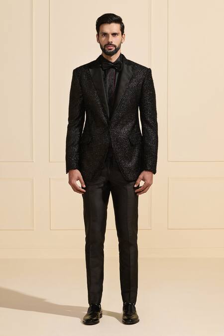 Raghavendra Rathore Jodhpur Black Satin Embellished Tuxedo Jacket Online at Aza Fashions Raghavendra Rathore Jodhpur_Black Satin Embellished Tuxedo Jacket _Online_at_Aza_Fashions
