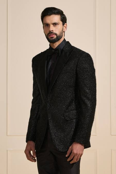 Buy Raghavendra Rathore Jodhpur Black Satin Embellished Tuxedo Jacket Online at Aza Fashions Buy_Raghavendra Rathore Jodhpur_Black Satin Embellished Tuxedo Jacket _Online_at_Aza_Fashions
