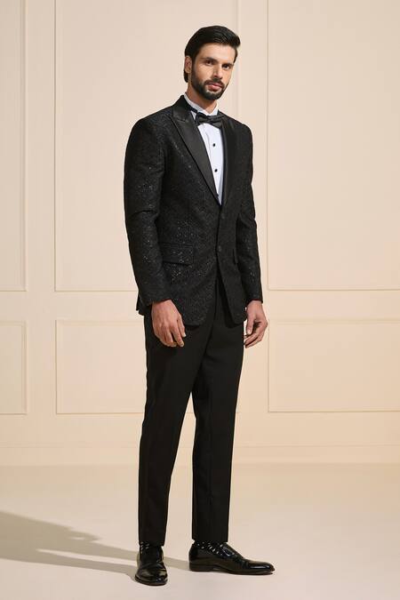 Buy Raghavendra Rathore Jodhpur Black Satin Ornate Tuxedo Jacket Online at Aza Fashions Buy_Raghavendra Rathore Jodhpur_Black Satin Ornate Tuxedo Jacket _Online_at_Aza_Fashions
