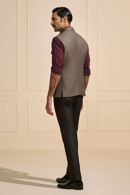 Shop Raghavendra Rathore Jodhpur Gray Wool Steel Grey Nehru Jacket at Aza Fashions Shop_Raghavendra Rathore Jodhpur_Gray Wool Steel Grey Nehru Jacket _at_Aza_Fashions