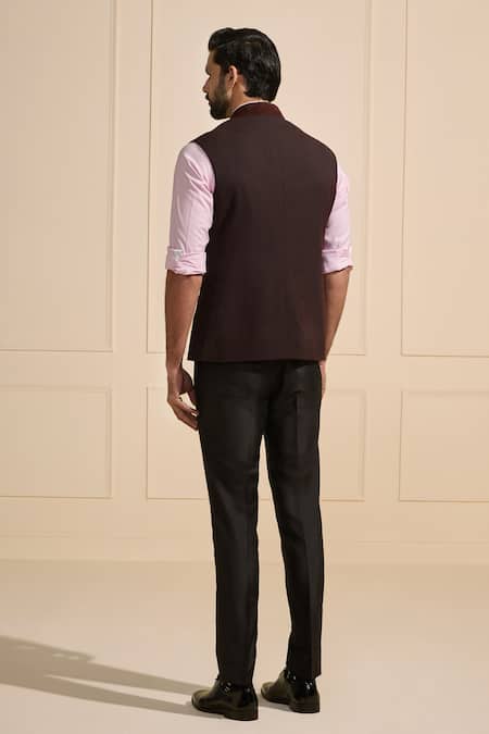 Shop Raghavendra Rathore Jodhpur Black Satin Nehru Jacket With Pocket Square at Aza Fashions Shop_Raghavendra Rathore Jodhpur_Black Satin Nehru Jacket With Pocket Square _at_Aza_Fashions