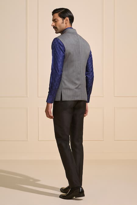 Shop Raghavendra Rathore Jodhpur Gray Grey Designer Nehru Jacket at Aza Fashions Shop_Raghavendra Rathore Jodhpur_Gray Grey Designer Nehru Jacket _at_Aza_Fashions