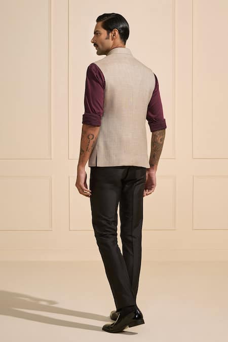 Raghavendra Rathore Jodhpur Beige Elegance Bespoke Nehru Jacket 