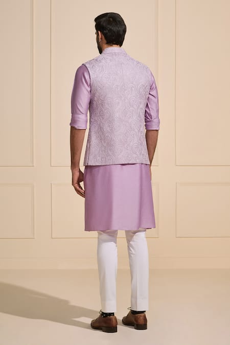 Shop Raghavendra Rathore Jodhpur Lavender Silk Embroidery Nehru Jacket at Aza Fashions Shop_Raghavendra Rathore Jodhpur_Lavender Silk Embroidery Nehru Jacket _at_Aza_Fashions