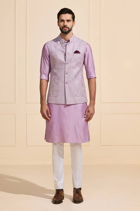 Raghavendra Rathore Jodhpur Lavender Silk Embroidery Nehru Jacket Online at Aza Fashions Raghavendra Rathore Jodhpur_Lavender Silk Embroidery Nehru Jacket _Online_at_Aza_Fashions