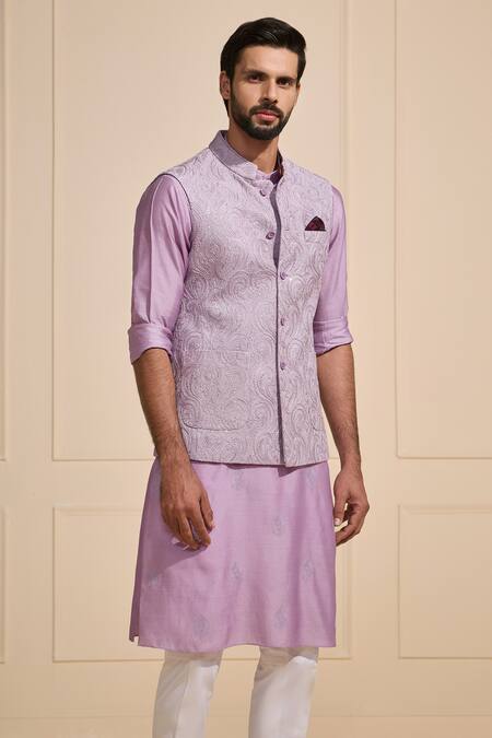 Buy Raghavendra Rathore Jodhpur Lavender Silk Embroidery Nehru Jacket Online at Aza Fashions Buy_Raghavendra Rathore Jodhpur_Lavender Silk Embroidery Nehru Jacket _Online_at_Aza_Fashions