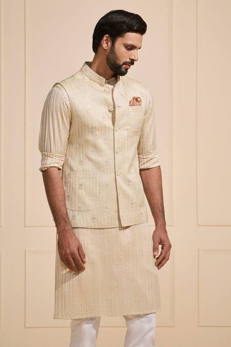 Buy Raghavendra Rathore Jodhpur Cream Silk Embroidery Textured Luxe Nehru Jacket Online at Aza Fashions Buy_Raghavendra Rathore Jodhpur_Cream Silk Embroidery Textured Luxe Nehru Jacket _Online_at_Aza_Fashions