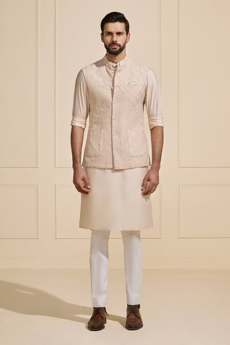 Raghavendra Rathore Jodhpur Cream Silk Embroidery Nehru Jacket Online at Aza Fashions Raghavendra Rathore Jodhpur_Cream Silk Embroidery Nehru Jacket _Online_at_Aza_Fashions