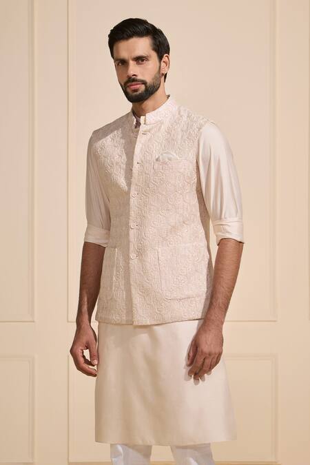 Buy Raghavendra Rathore Jodhpur Cream Silk Embroidery Nehru Jacket Online at Aza Fashions Buy_Raghavendra Rathore Jodhpur_Cream Silk Embroidery Nehru Jacket _Online_at_Aza_Fashions