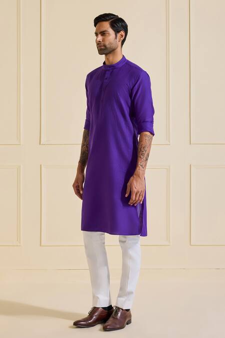 Buy Raghavendra Rathore Jodhpur Purple Silk Minimal Prussian Indigo Kurta Online at Aza Fashions Buy_Raghavendra Rathore Jodhpur_Purple Silk Minimal Prussian Indigo Kurta _Online_at_Aza_Fashions