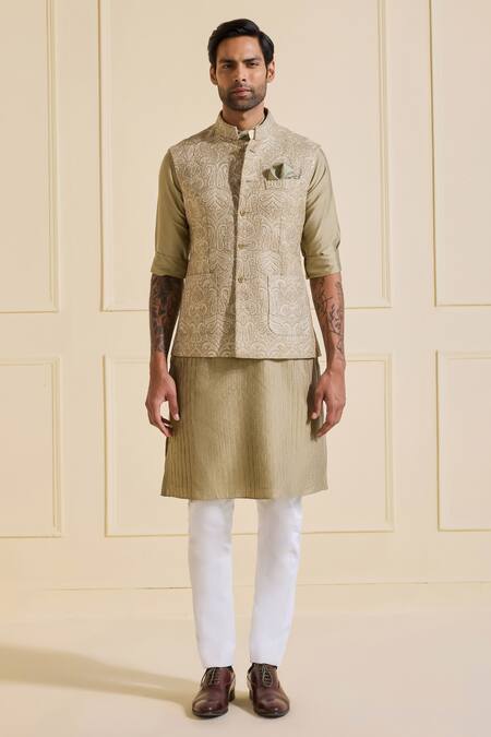 Buy Raghavendra Rathore Jodhpur Beige Silk Embroidery Nehru Jacket Online at Aza Fashions Buy_Raghavendra Rathore Jodhpur_Beige Silk Embroidery Nehru Jacket _Online_at_Aza_Fashions