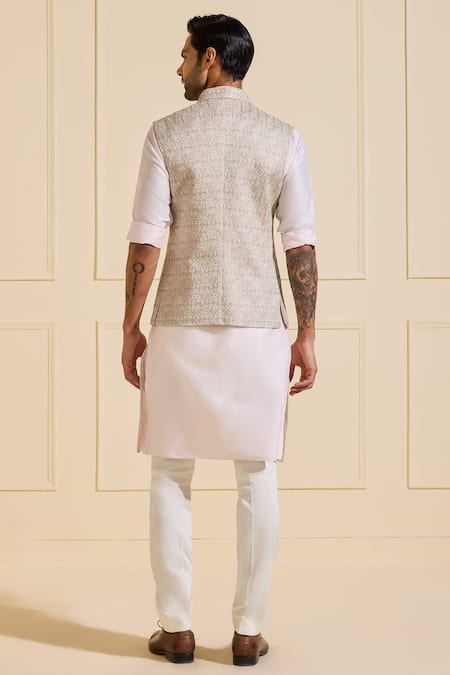 Raghavendra Rathore Jodhpur Moonlit Weaved Nehru Jacket 
