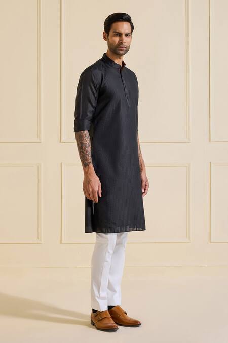 Buy Raghavendra Rathore Jodhpur Black Silk Classic Kurta Online at Aza Fashions Buy_Raghavendra Rathore Jodhpur_Black Silk Classic Kurta _Online_at_Aza_Fashions