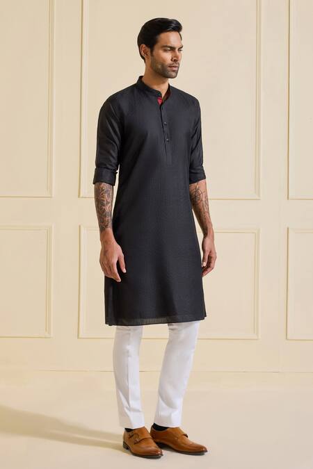 Buy Raghavendra Rathore Jodhpur Black Silk Classic Shahi Noir Kurta Online at Aza Fashions Buy_Raghavendra Rathore Jodhpur_Black Silk Classic Shahi Noir Kurta _Online_at_Aza_Fashions