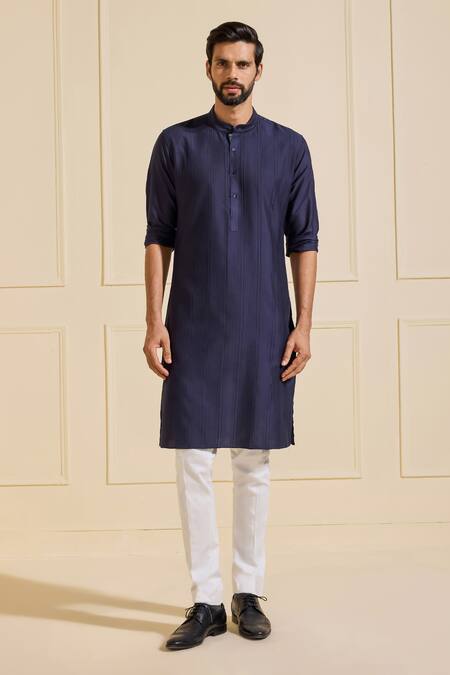 Shop Raghavendra Rathore Jodhpur Blue Silk Celestial Sapphire Kurta Online at Aza Fashions Shop_Raghavendra Rathore Jodhpur_Blue Silk Celestial Sapphire Kurta _Online_at_Aza_Fashions