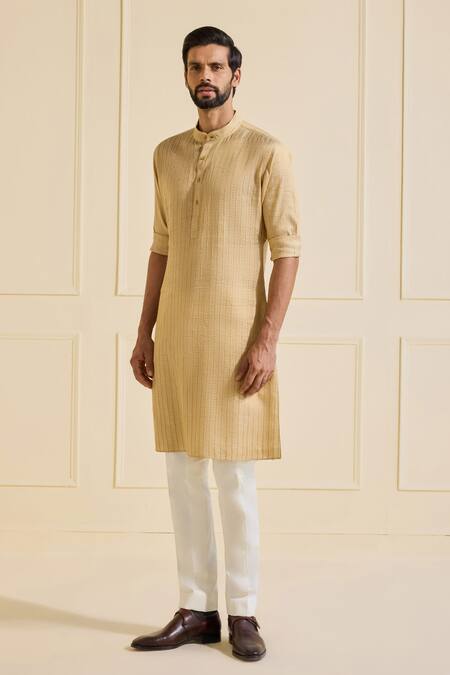 Raghavendra Rathore Jodhpur Beige Viscose Textured Designer Kurta Online at Aza Fashions Raghavendra Rathore Jodhpur_Beige Viscose Textured Designer Kurta_Online_at_Aza_Fashions