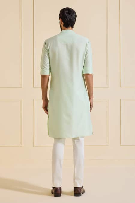 Shop Raghavendra Rathore Jodhpur Mint Viscose, Silk Powder Luxe Kurta at Aza Fashions Shop_Raghavendra Rathore Jodhpur_Mint Viscose, Silk Powder Luxe Kurta _at_Aza_Fashions