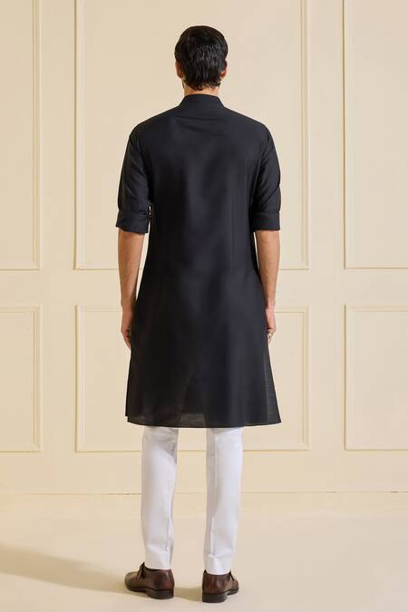 Raghavendra Rathore Jodhpur Black Striped Classic Kurta 