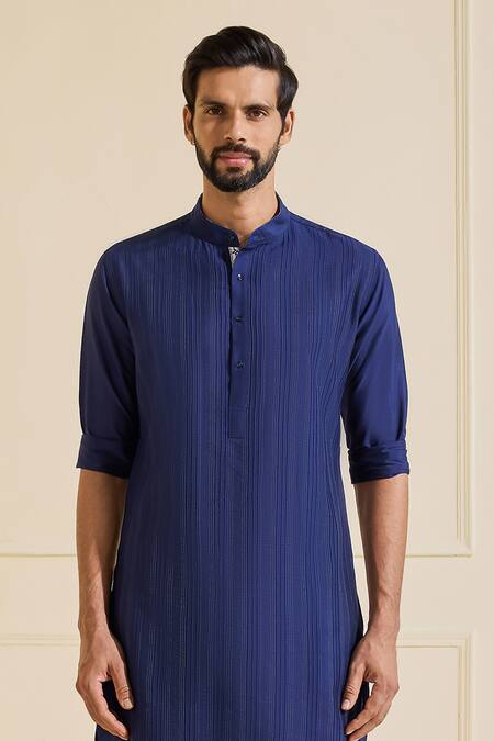 Shop Raghavendra Rathore Jodhpur Navy Viscose, Silk Classic Kurta Online at Aza Fashions Shop_Raghavendra Rathore Jodhpur_Navy Viscose, Silk Classic Kurta _Online_at_Aza_Fashions