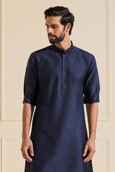 Buy Raghavendra Rathore Jodhpur Navy Silk, Dupion Classic Kurta Online at Aza Fashions Buy_Raghavendra Rathore Jodhpur_Navy Silk, Dupion Classic Kurta _Online_at_Aza_Fashions