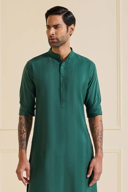 Shop Raghavendra Rathore Jodhpur Green Viscose Classic Celestial Emerald Kurta Online at Aza Fashions Shop_Raghavendra Rathore Jodhpur_Green Viscose Classic Celestial Emerald Kurta _Online_at_Aza_Fashions
