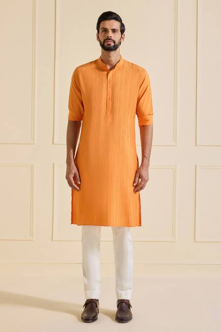 Raghavendra Rathore Jodhpur Orange Viscose, Silk The Tangerine Symphony Kurta Online at Aza Fashions Raghavendra Rathore Jodhpur_Orange Viscose, Silk The Tangerine Symphony Kurta _Online_at_Aza_Fashions