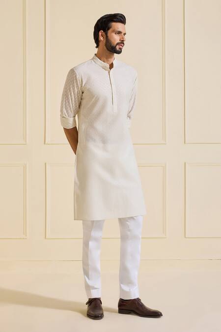 Raghavendra Rathore Jodhpur Off White Silk Imperial Kurta Online at Aza Fashions Raghavendra Rathore Jodhpur_Off White Silk Imperial Kurta _Online_at_Aza_Fashions