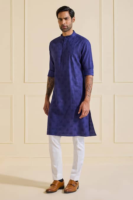 Buy Raghavendra Rathore Jodhpur Blue Silk Navy Designer Kurta Online at Aza Fashions Buy_Raghavendra Rathore Jodhpur_Blue Silk Navy Designer Kurta _Online_at_Aza_Fashions