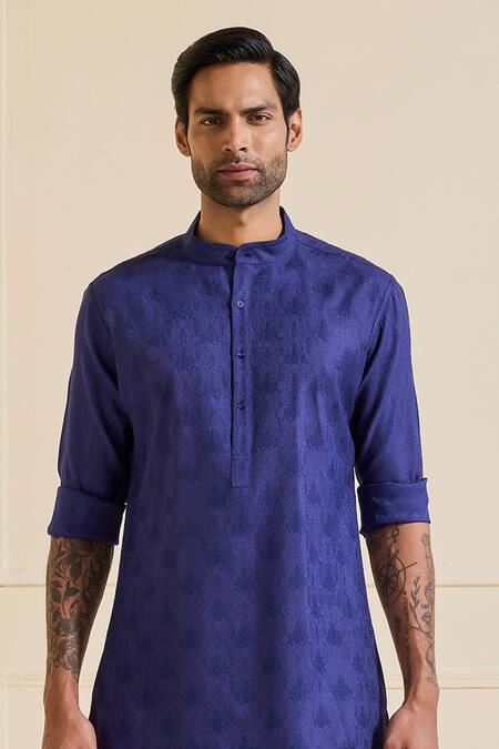 Shop Raghavendra Rathore Jodhpur Blue Silk Navy Designer Kurta Online at Aza Fashions Shop_Raghavendra Rathore Jodhpur_Blue Silk Navy Designer Kurta _Online_at_Aza_Fashions
