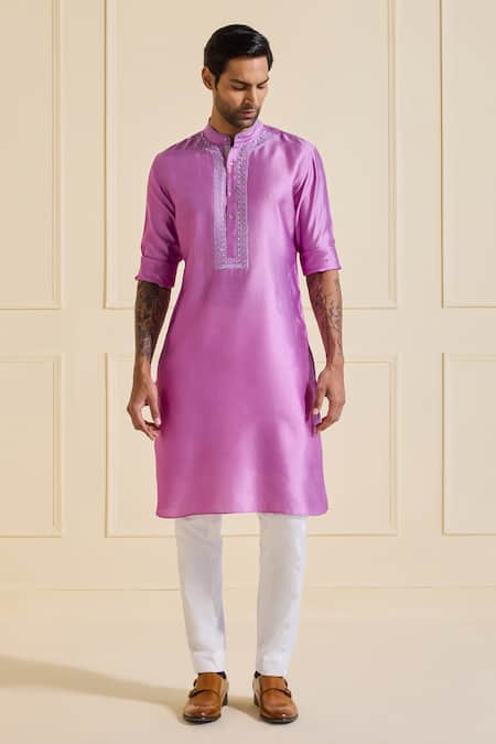Buy Raghavendra Rathore Jodhpur Lavender Silk Embroidery Radiant Shimmer Kurta Online at Aza Fashions Buy_Raghavendra Rathore Jodhpur_Lavender Silk Embroidery Radiant Shimmer Kurta _Online_at_Aza_Fashions