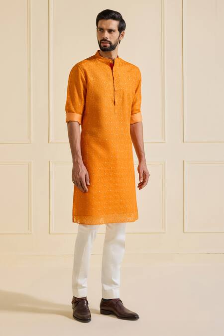 Buy Raghavendra Rathore Jodhpur Orange Silk Embroidery Kurta Online at Aza Fashions Buy_Raghavendra Rathore Jodhpur_Orange Silk Embroidery Kurta _Online_at_Aza_Fashions