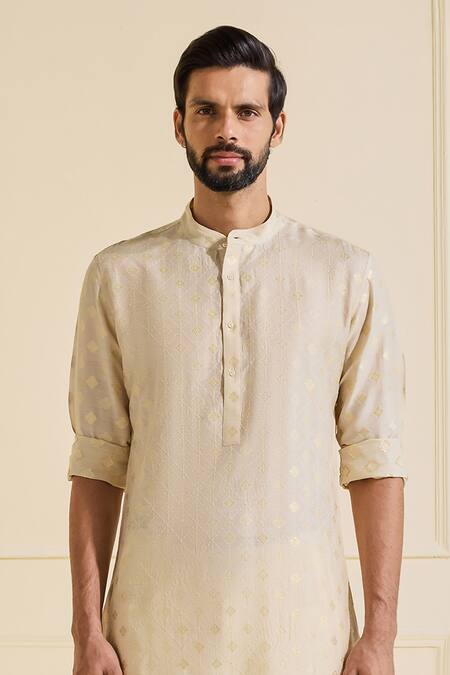 Shop Raghavendra Rathore Jodhpur Off White Silk Embroidery Classic Kurta Online at Aza Fashions Shop_Raghavendra Rathore Jodhpur_Off White Silk Embroidery Classic Kurta _Online_at_Aza_Fashions