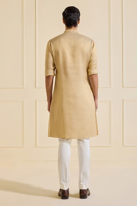 Shop Raghavendra Rathore Jodhpur Gold Silk Woven Kurta at Aza Fashions Shop_Raghavendra Rathore Jodhpur_Gold Silk Woven Kurta _at_Aza_Fashions