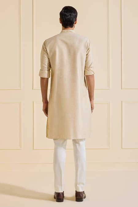 Shop_Raghavendra Rathore Jodhpur_Beige Silk Classic Kurta _at_Aza_Fashions