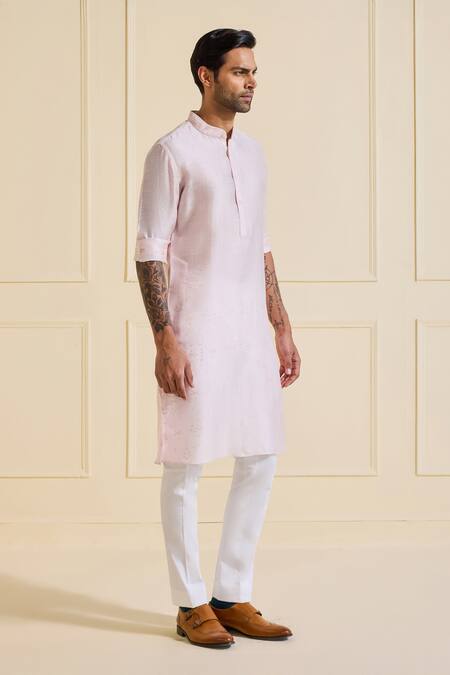 Raghavendra Rathore Jodhpur Pink Silk Embroidery Luminous Classic Kurta Online at Aza Fashions Raghavendra Rathore Jodhpur_Pink Silk Embroidery Luminous Classic Kurta _Online_at_Aza_Fashions