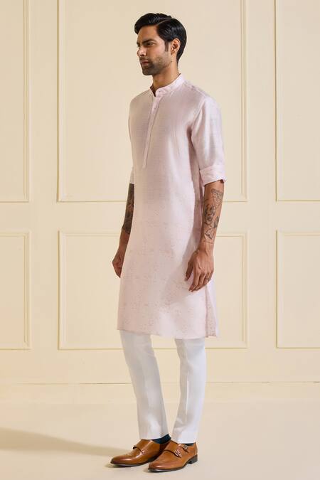 Buy Raghavendra Rathore Jodhpur Pink Silk Embroidery Luminous Classic Kurta Online at Aza Fashions Buy_Raghavendra Rathore Jodhpur_Pink Silk Embroidery Luminous Classic Kurta _Online_at_Aza_Fashions