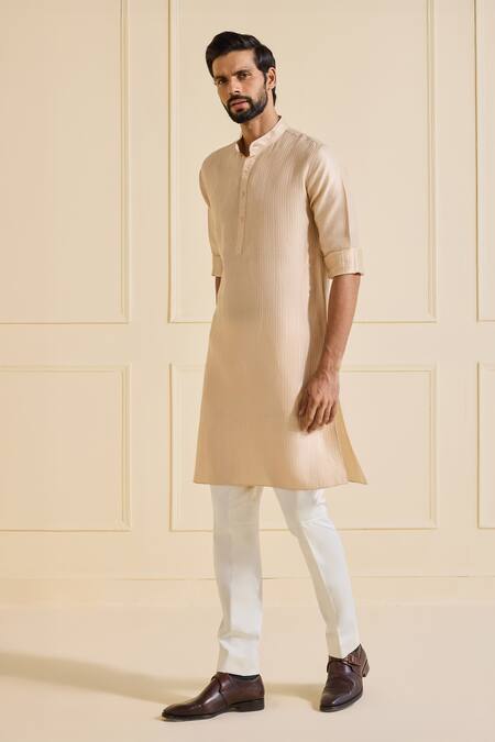 Raghavendra Rathore Jodhpur_Beige Silk Classic Kurta _Online_at_Aza_Fashions
