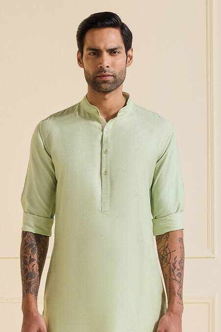 Shop Raghavendra Rathore Jodhpur Green Viscose, Silk Classic Mint Charm Kurta Online at Aza Fashions Shop_Raghavendra Rathore Jodhpur_Green Viscose, Silk Classic Mint Charm Kurta _Online_at_Aza_Fashions