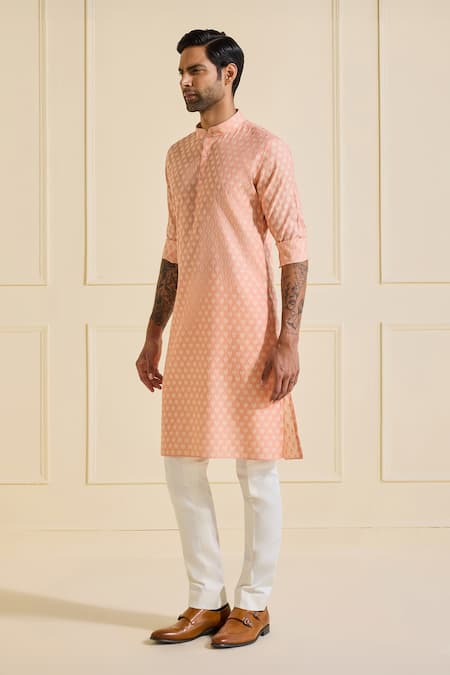 Buy Raghavendra Rathore Jodhpur Peach Viscose, Silk Ornate Blossom Kurta Online at Aza Fashions Buy_Raghavendra Rathore Jodhpur_Peach Viscose, Silk Ornate Blossom Kurta _Online_at_Aza_Fashions