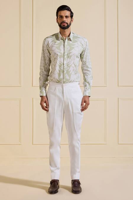 Buy Raghavendra Rathore Jodhpur White Cotton Floral Print Designer Shirt Online at Aza Fashions Buy_Raghavendra Rathore Jodhpur_White Cotton Floral Print Designer Shirt _Online_at_Aza_Fashions